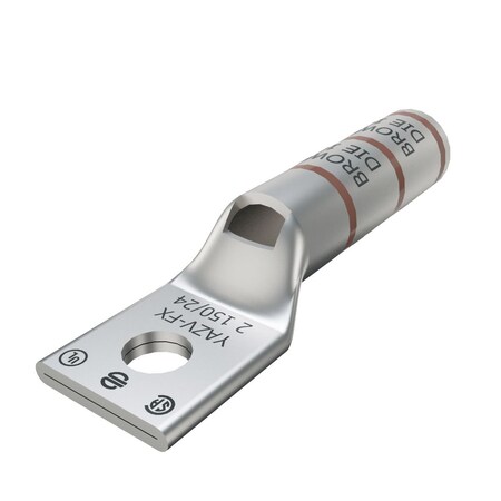 Burndy Copper Compression Lug, 1 Hole w/ Inspection Window, 2 Flex, 1/4" Stud YAZV2CTC14FX